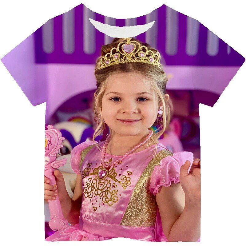 Diana Show Patroon T-Shirt Kids O-hals Kleding Met Korte Mouwen Meisjes Casual Tshirt Tops Lente Zomer T-Shirt Kinderkleding