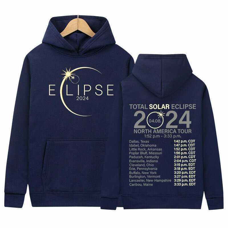 Total Solar Eclipse April 8. Print Hoodie Männer Frauen Retro hochwertige Mode Sweatshirt lässig Pullover übergroße Kapuze