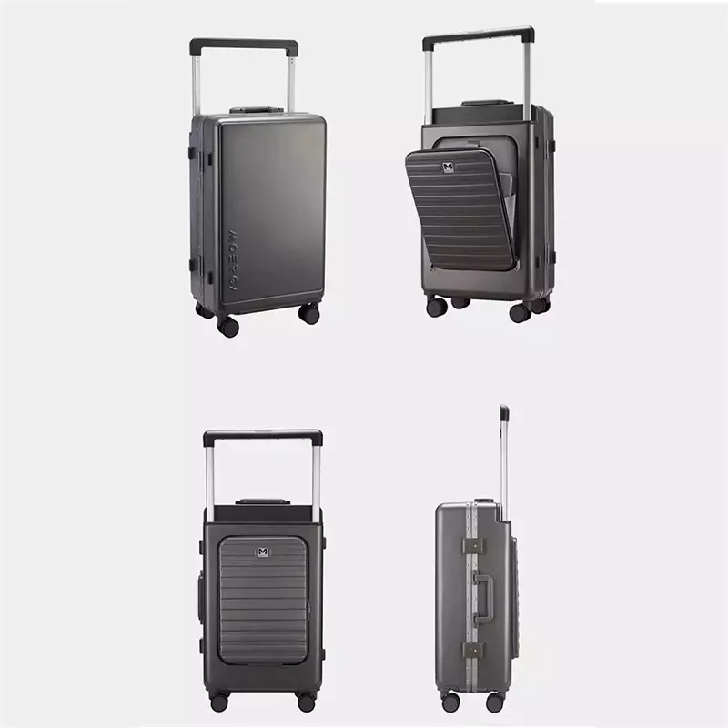 Широкий чемодан на колесиках мужской деловой алюминиевый каркас на молнии сзади открывающийся 20-дюймовый чемодан для ручной клади Женский замок TSA