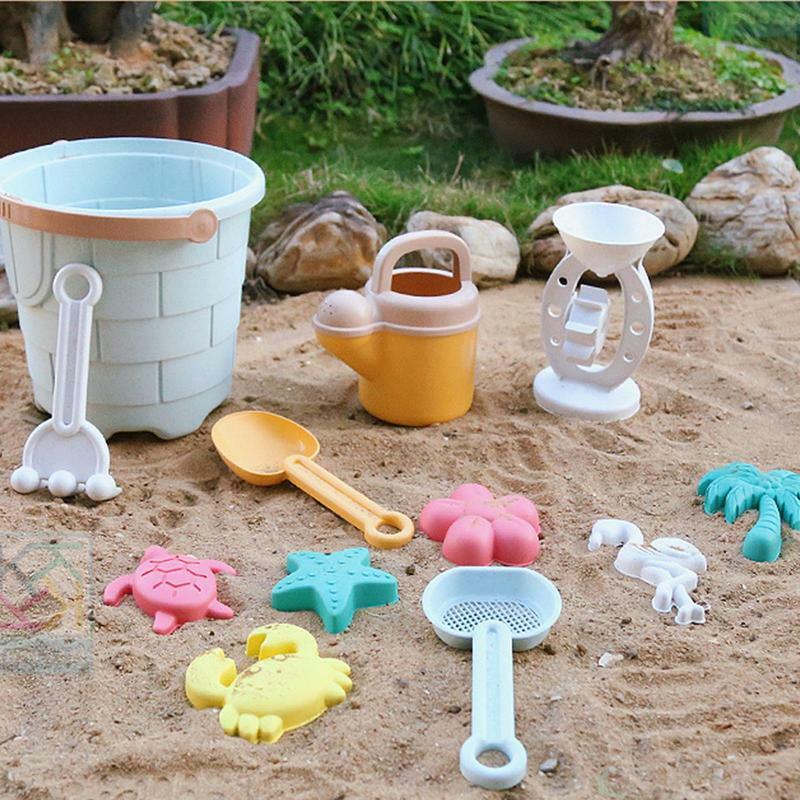 Brinquedos de areia de praia para crianças conjunto de brinquedos de areia para crianças 12 peças castelo de areia brinquedos com roda de água balde pá ferramenta kit