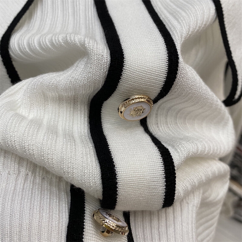 Design de botões feminino pulôver solto de malha, suéteres de manga comprida, tops casuais de malha, moda outono, novo 2023