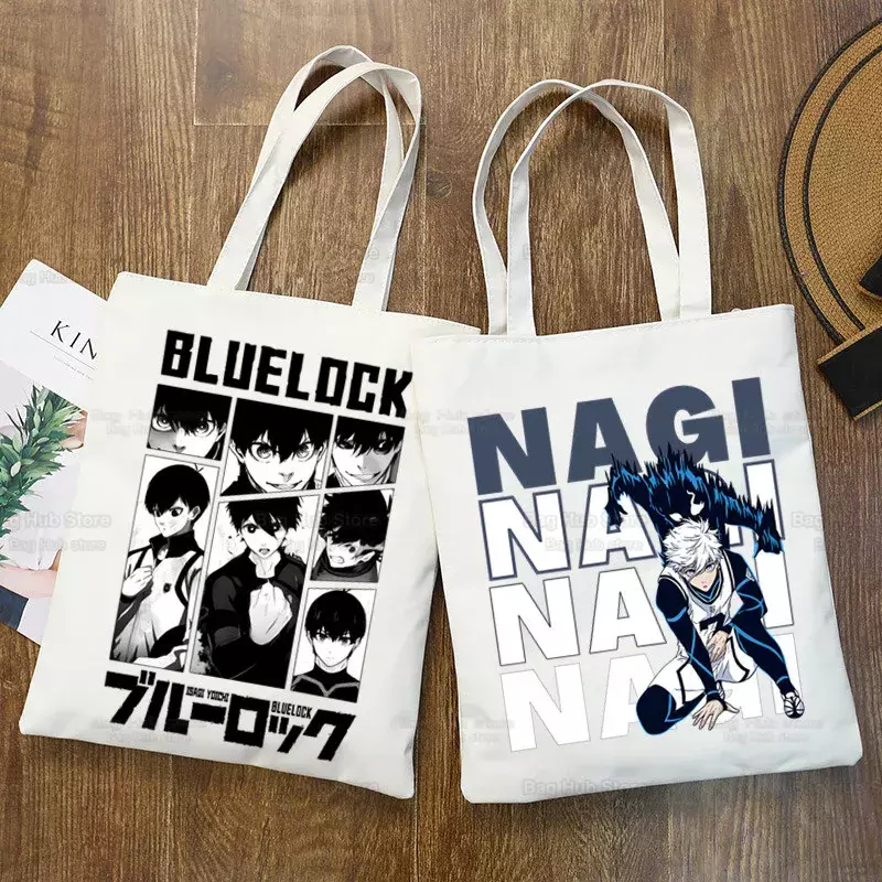 حقيبة تسوق للتسوق ، قفل أزرق ، حقيبة كتف ، حقائب قماشية ، حقيبة يد سعة ، Isagi ، Yoichi ، Seishiro ، Nagi ، Meguru ، Bachira