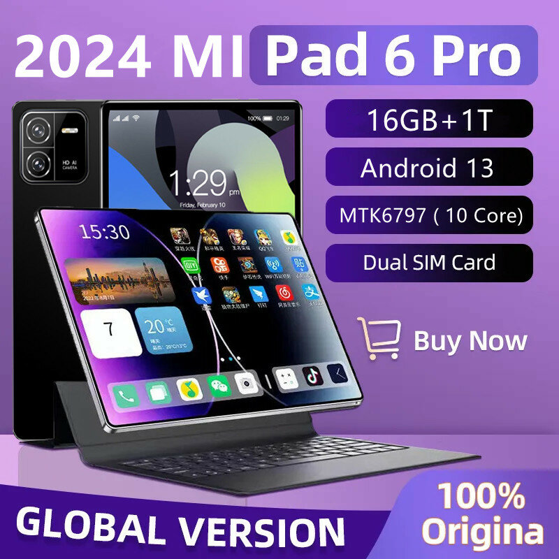 2024 NEW Original Pad 6 PRO Tablet  Android 13 16GB 1T 11 Inch 12000mAh 5G Dual SIM Phone Call GPS Bluetooth WiFi WPS Tablet