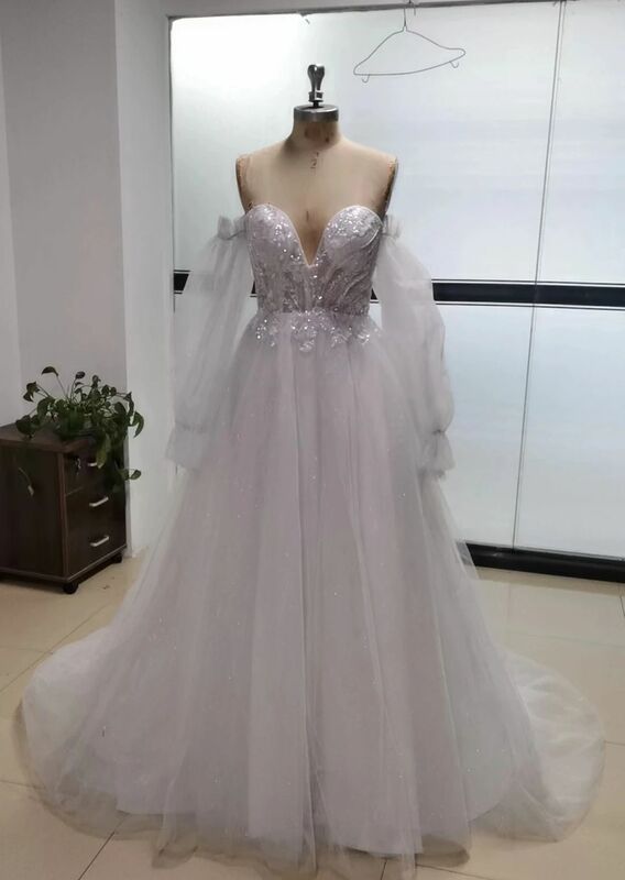 Идеальные Простые Свадебные платья с разрезом и юбкой-годе, искусственное Пятнистое платье с V-образным вырезом, 2024