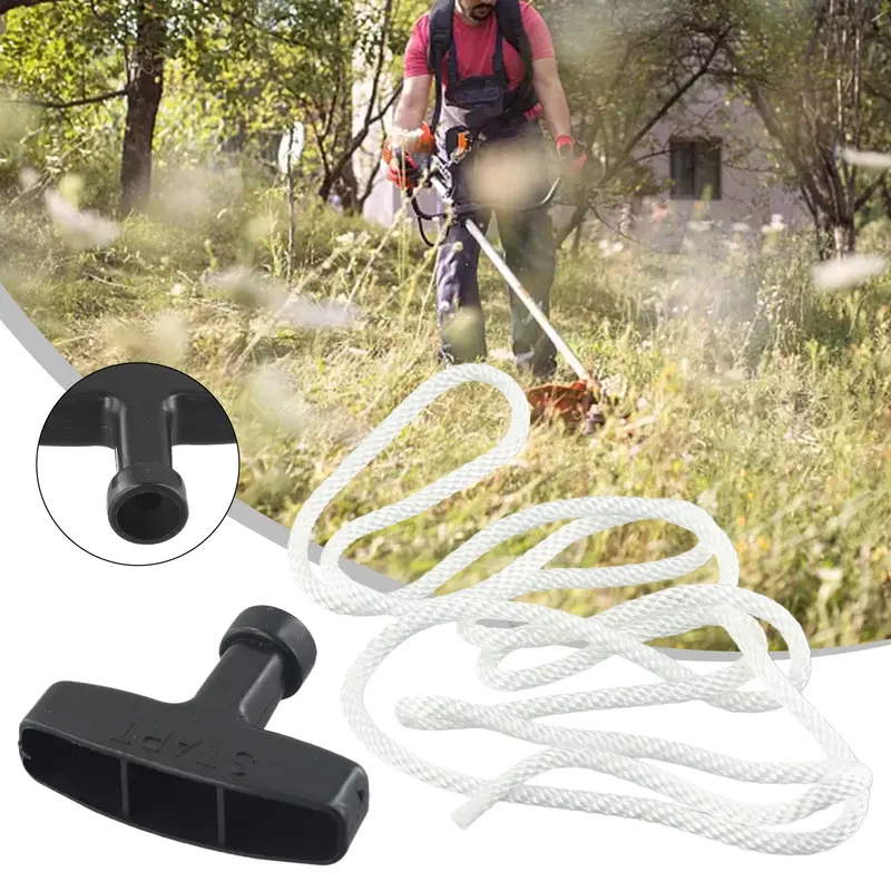 Petrol Lawnmowers replacement Plastic& Polyester White Rope Rope & Pull Handle Black Handle Universal Starter practial