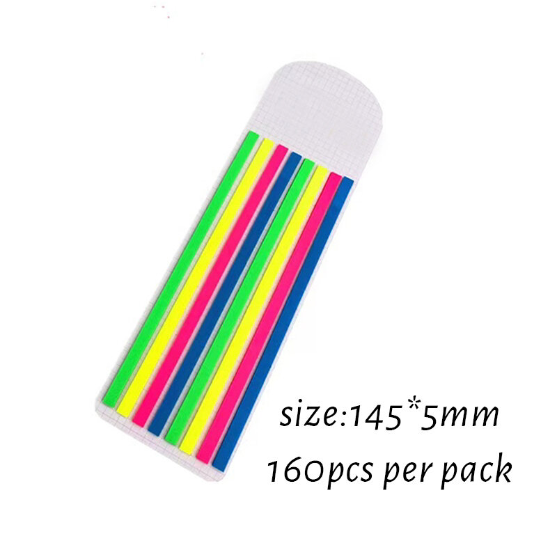 160 pezzi Per confezione Memo Sticky Colorful Thin long strip index sticker fluorescente macaron color segnalibro adesivo traslucido