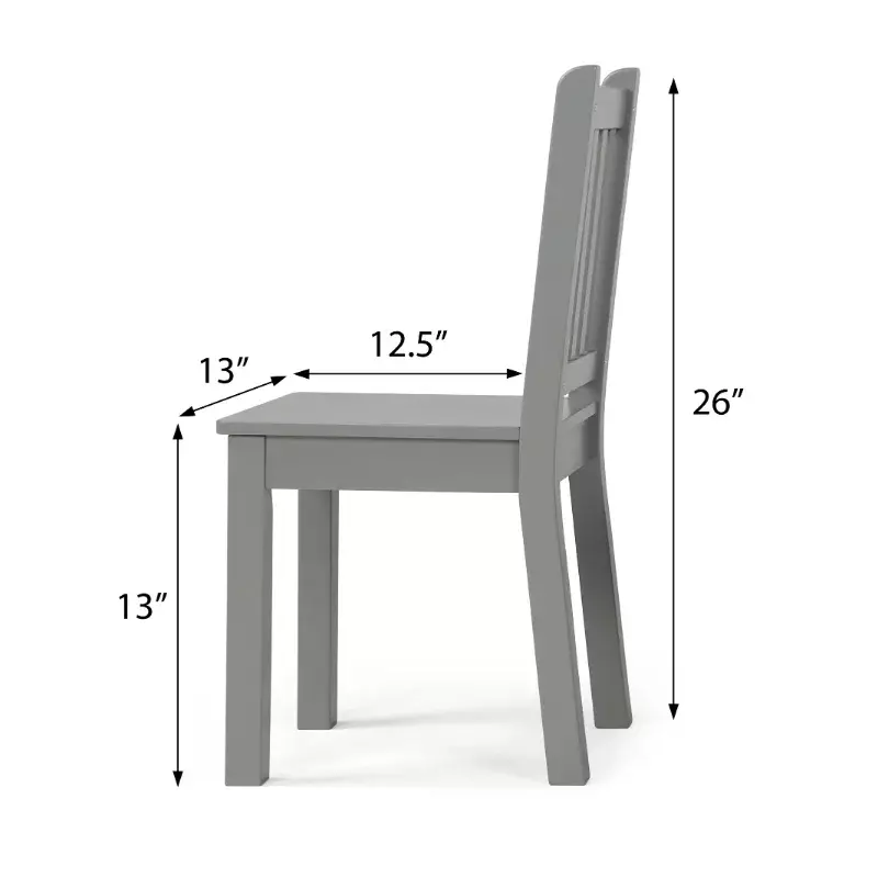 Camden-Juego de mesa y sillas de madera para niños, 3 piezas, color gris