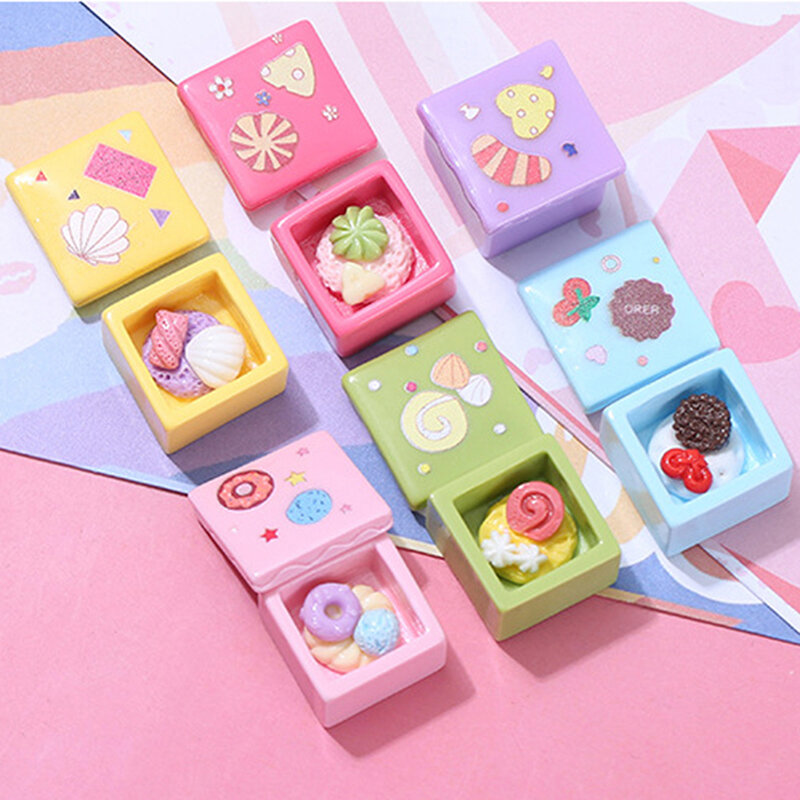 Dollhouse Miniature Pretend Play Brinquedos para Crianças, Dessert Cake Box, Modelo de Cozinha, Food Scene Accessories, Doll House Decor