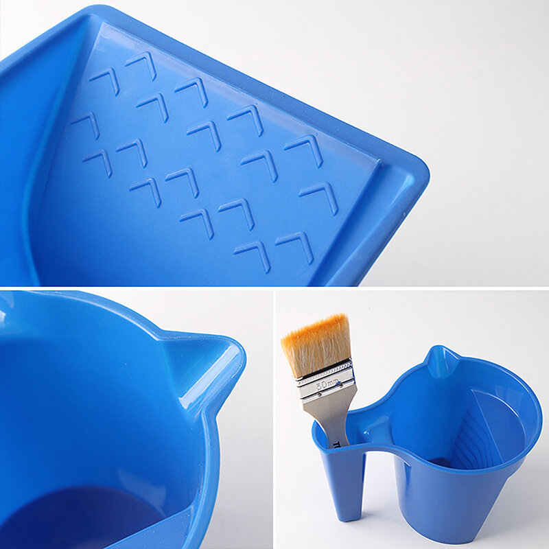1 Stuks Rolborstel Holding Verf Cup Nieuw Materiaal Handig Constructie Blauw Plastic Verf Lade Verf Tool Set