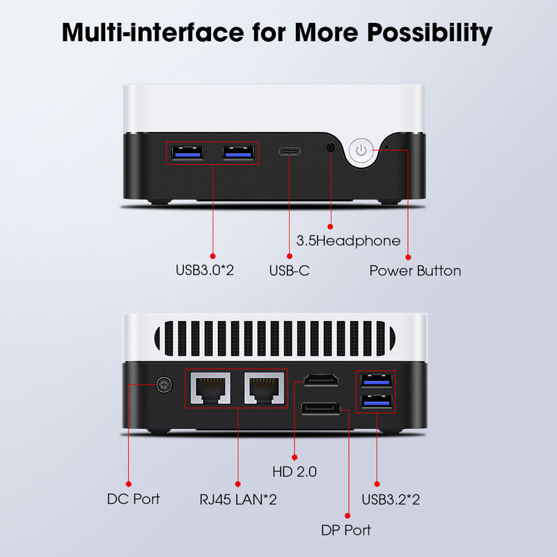 Игровой мини-ПК CHUWI LarkBox X, Intel N100, UHD графика для процессоров Intel 12-го поколения, 12 Гб ОЗУ, 512 Гб SSD, Wi-Fi, 6 настольных компьютеров