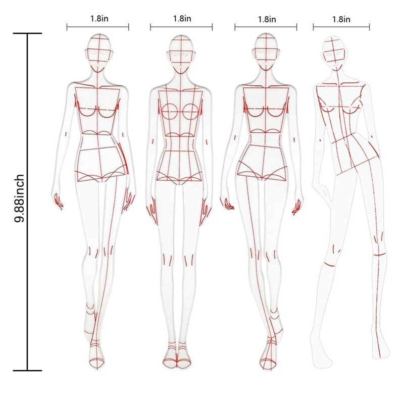 Władcy ilustracji mody szkicowanie szablonów linijka szycie humanoidalne wzory projektowania odzieży pomiarowej, połączenie