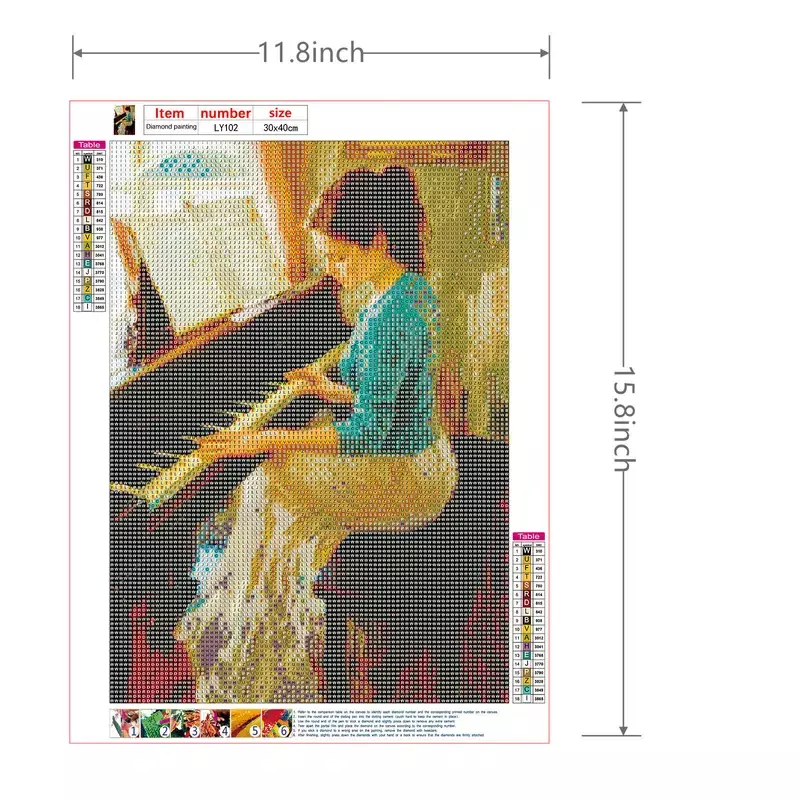 1pc DIY Girl Playing Piano Design 5D Round Diamond Painting, Mosaic Decorative Painting Set