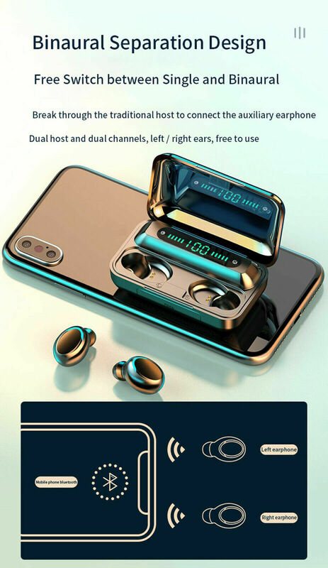 Auriculares inalámbricos con Bluetooth, audífonos TWS impermeables para todos los teléfonos, portátiles y tabletas