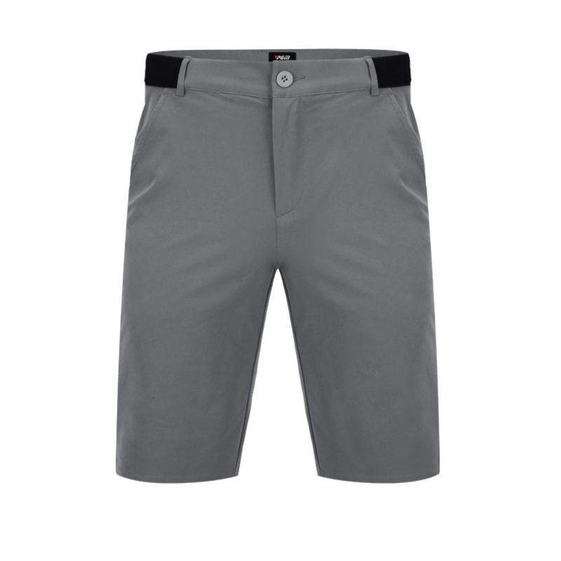 PGM กางเกงขาสั้นกอล์ฟผู้ชายฤดูร้อน celana Slim กลางที่เป็นของแข็งยืดหยุ่นระบายอากาศชุดกีฬาสบายๆ cothing เสื้อผ้า setelan Baju senam Grey KUZ076