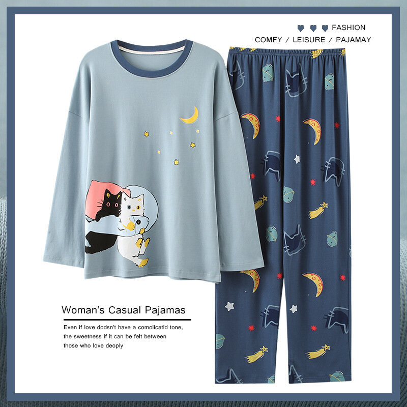 Bộ Đồ Ngủ Nữ Nữ Tay Dài Dễ Thương Đồ Ngủ Bộ Nữ Mặc Nhà Quần Áo Phù Hợp Với Vị Ngọt Pyjamas Thanh Lịch Nữ Pijamas Bộ