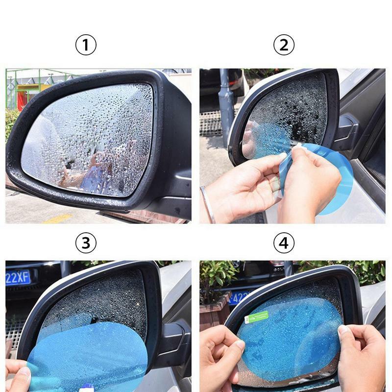 Espelho lateral do carro Rain Guard Sticker, Filme anti-nevoeiro, Adesivos protetores à prova de chuva para espelhos retrovisores do carro, 2pcs