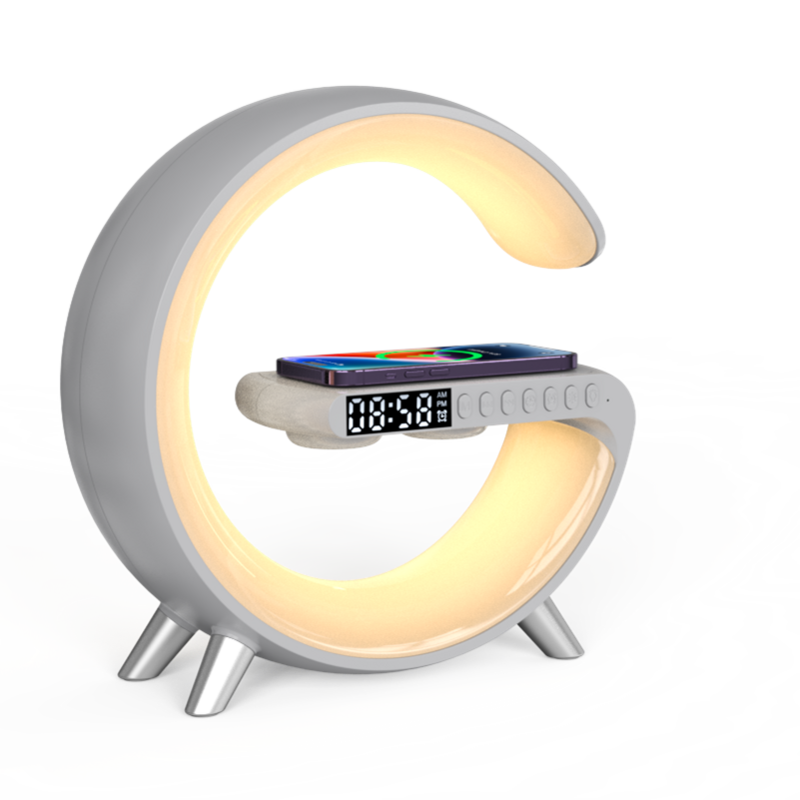 Led desk lamp with wireless charger atmosphere lamp speaker alarm clock ce rohs fast N69 wireless charger