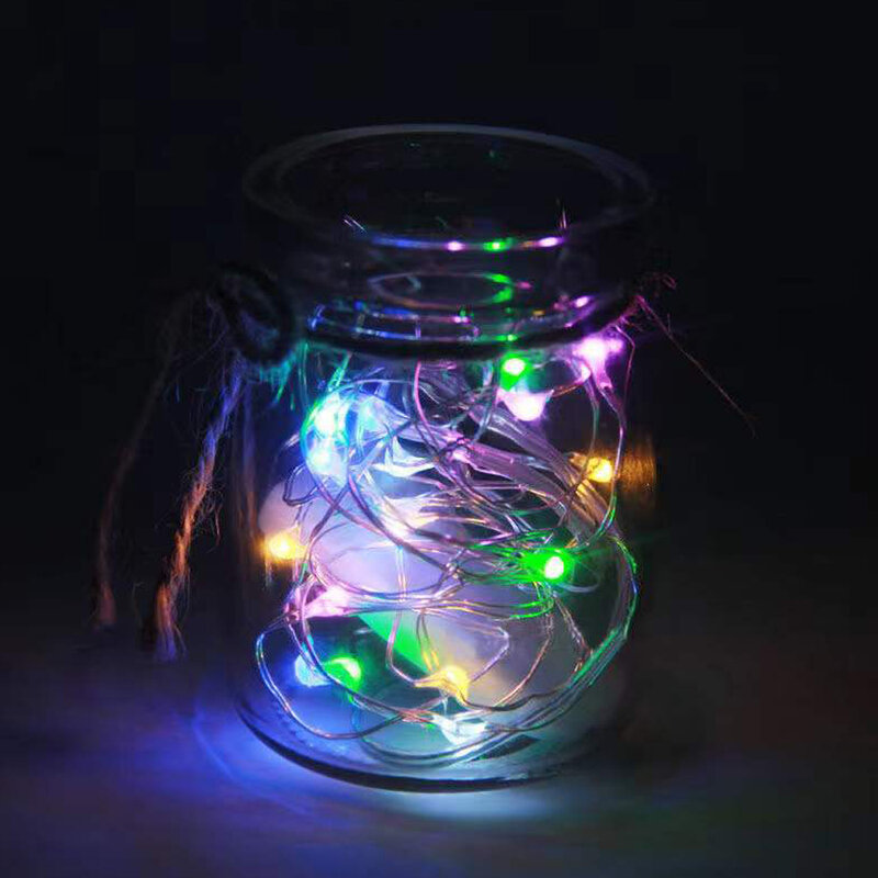 Guirnalda de luces LED de alambre de cobre, luces de hadas, botón operado por batería, impermeable, interior, decoración de fiesta de boda de Navidad