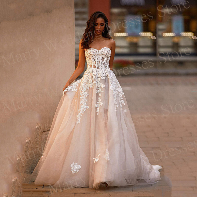 Женское облегающее свадебное платье без бретелек, с аппликацией