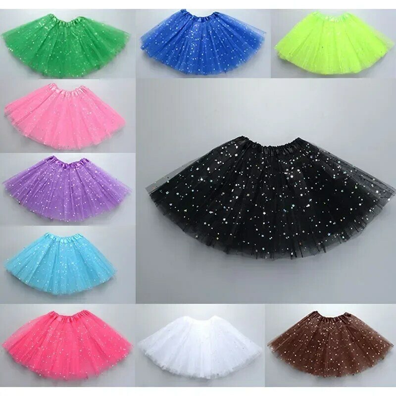 Falda de tutú corta de estrella de tul para niñas, Ropa de baile de Ballet de lujo, disfraz de fiesta, minifalda