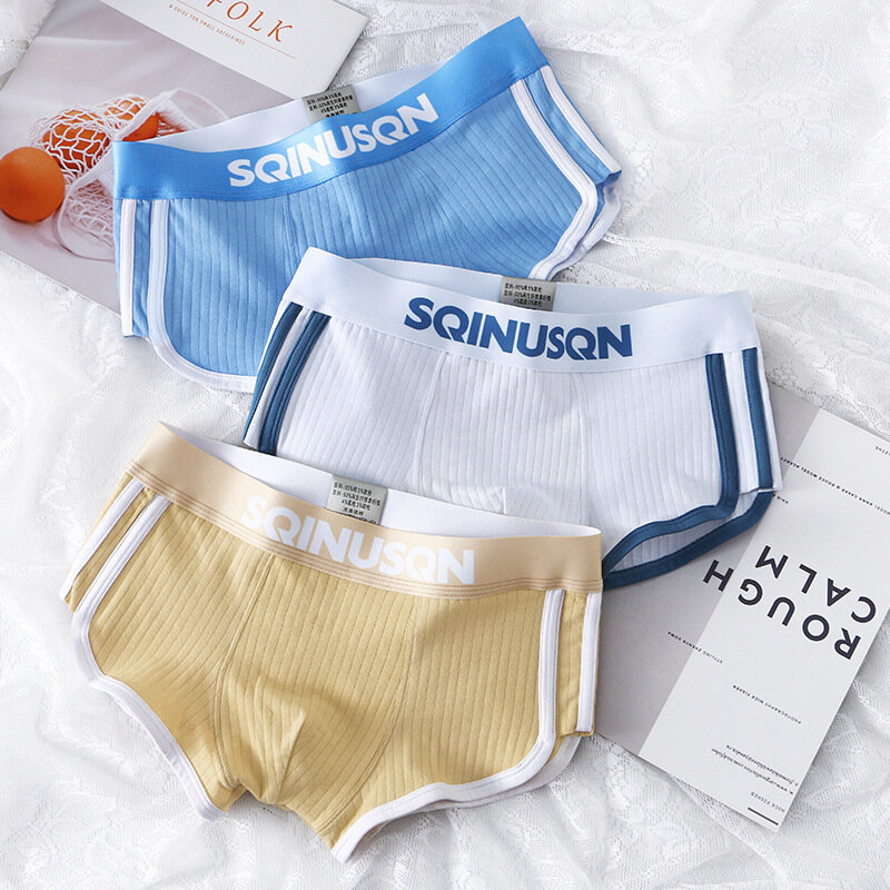 Youth Solid Color Simple Aro Pant for Men Cotton Boxer Shorts Comfortable Breathable Underwear Gay Fashion Bottom Underpants New
