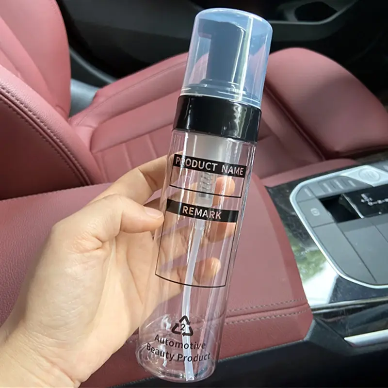 Car Interior Wash Shampoo Container Dilution Refill Bottles 200ML Press Head Portable PET Dispenser Bottle Anti-chemical