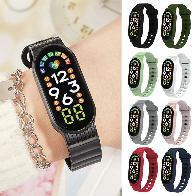 Montre-bracelet électronique à affichage LED pour enfants, montre-bracelet de sport étanche, affichage de l'heure et de la date réglable
