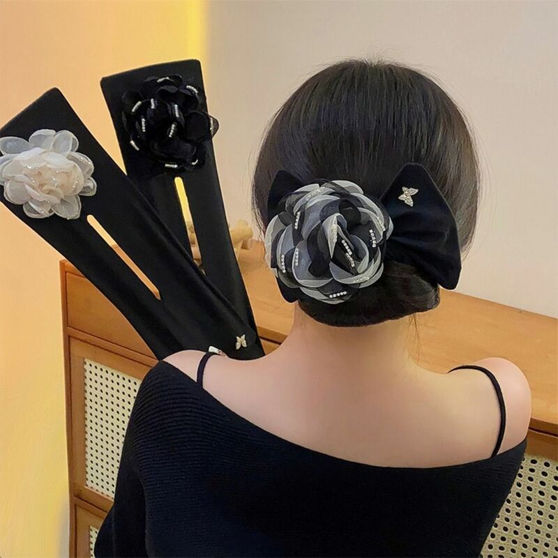 Elegante Non-Slip Hair Bun Maker para mulheres e meninas, flexível Styling Tool, Lazy Hair Curler Cloth, Flower Clip