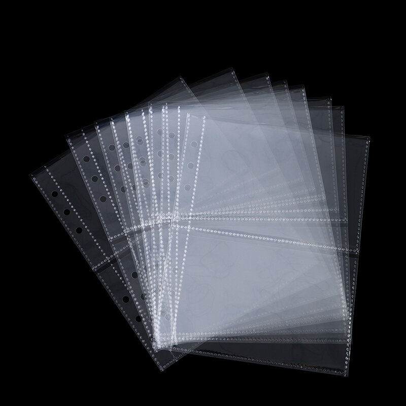 Transparente plástico foto álbum fichário, cartões de jogo, livro manga, ligantes, álbuns, padrão, refil, 10pcs