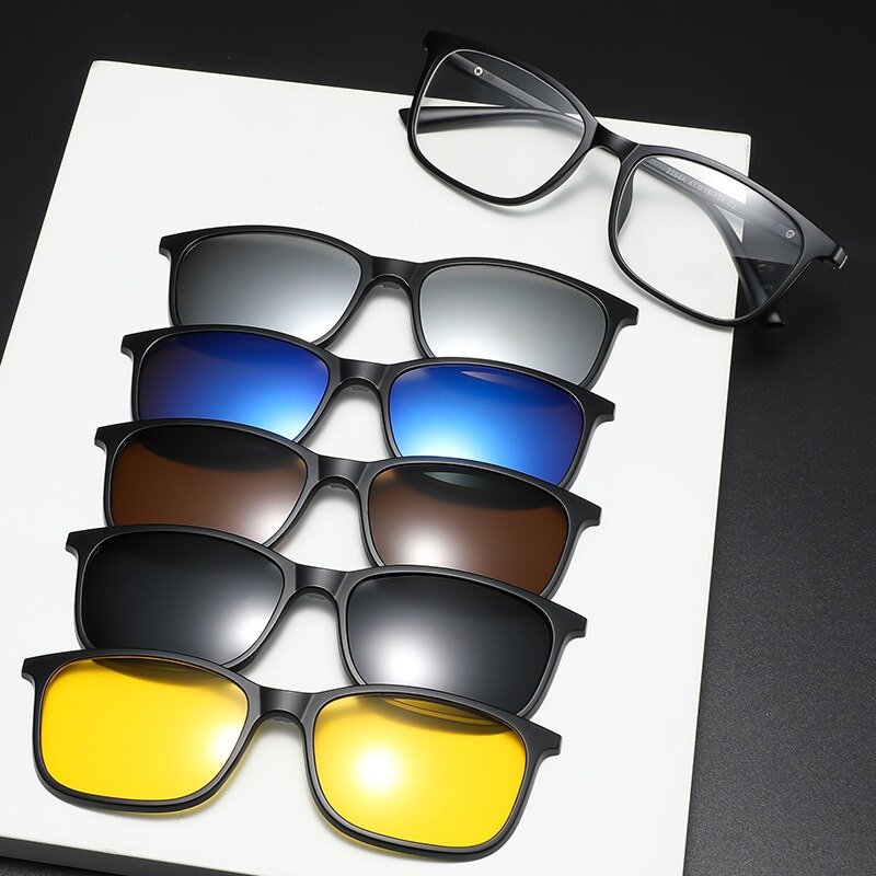 Montura de gafas para hombre y mujer, gafas de sol polarizadas con Clip de 5 piezas, magnéticas, UV400, 2264
