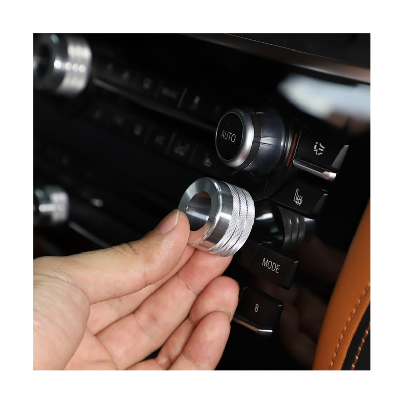 Silver Air Conditioner Knob Audio Volume Tune Button Trim Cover Ring for BMW X5 X6 E70 E71 F15 F16 2014-2018