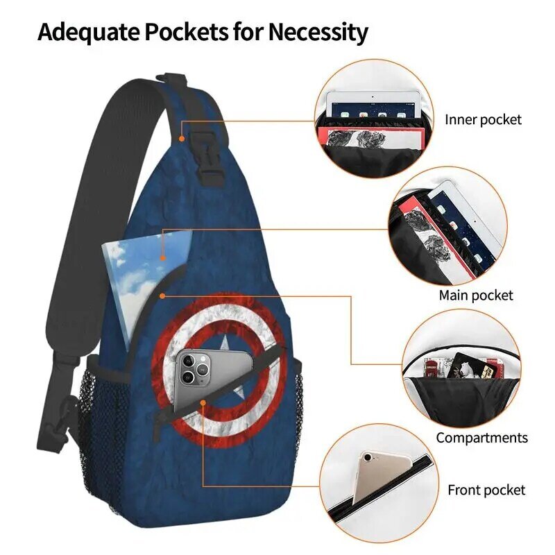 Benutzer definierte Captain America Schulter taschen für Männer Mode Schulter Brust Cross body Rucksack Reisen Tages rucksack