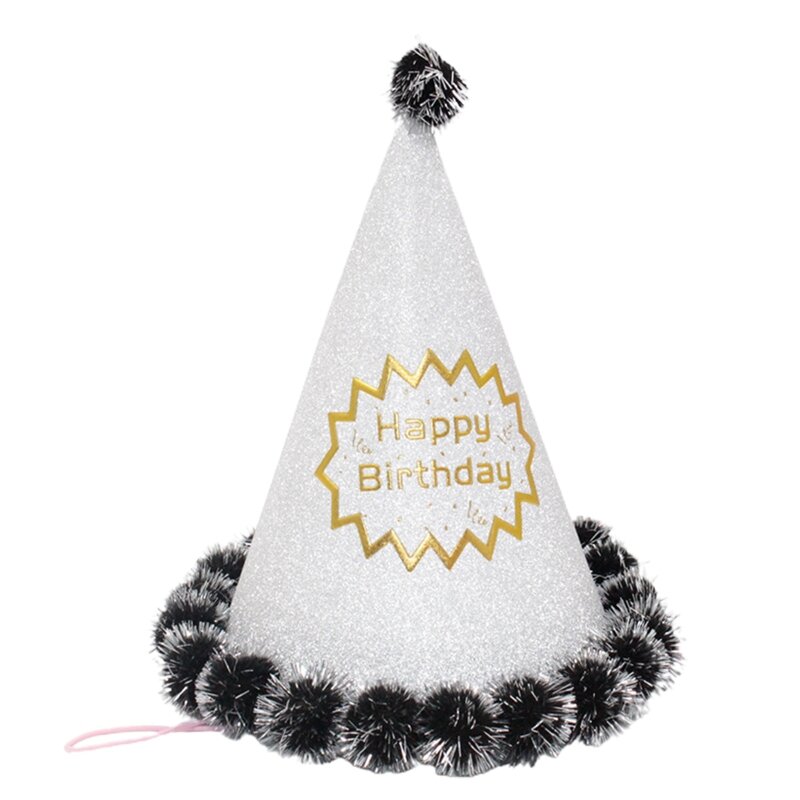 Stożek urodzinowy czapki czapki imprezowe kapelusz urodzinowy kapelusze stożkowe z pomponami elastyczny sznurek nowy Dropship