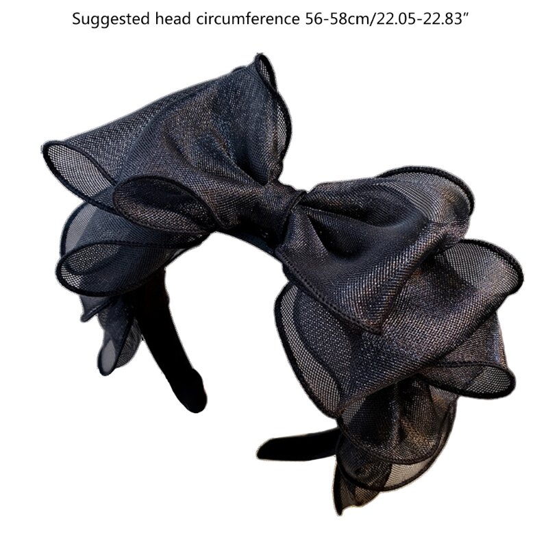 Bandeau en maille noire bandeaux rétro-papillon noeud cerceau à cheveux bandeau à la mode pour femmes et adolescents cerceau à