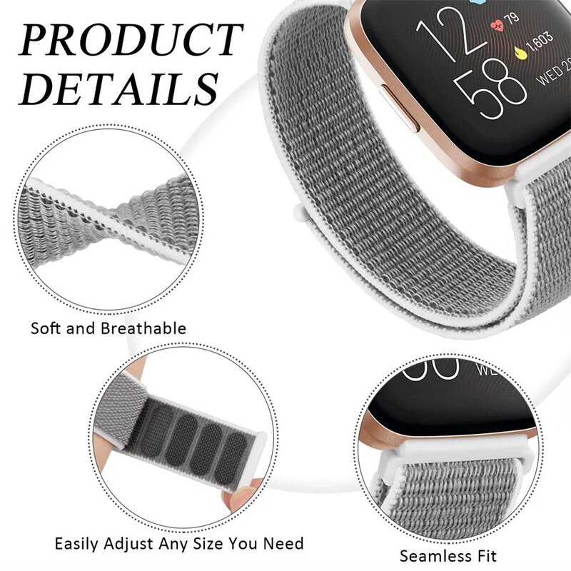Tali jam nilon untuk Fitbit Versa 2 versa, gelang jam tangan pintar pengganti, gelang jam tangan olahraga correa Fitbit Versa 2/Fitbit Lite