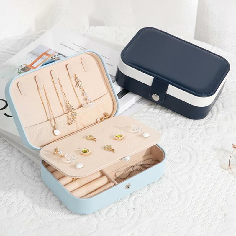 Great Jewelry Storage Case Portable Jewelry Box Double Layer Anti-oxidation Korean Girls Simple Earrings Ring Case