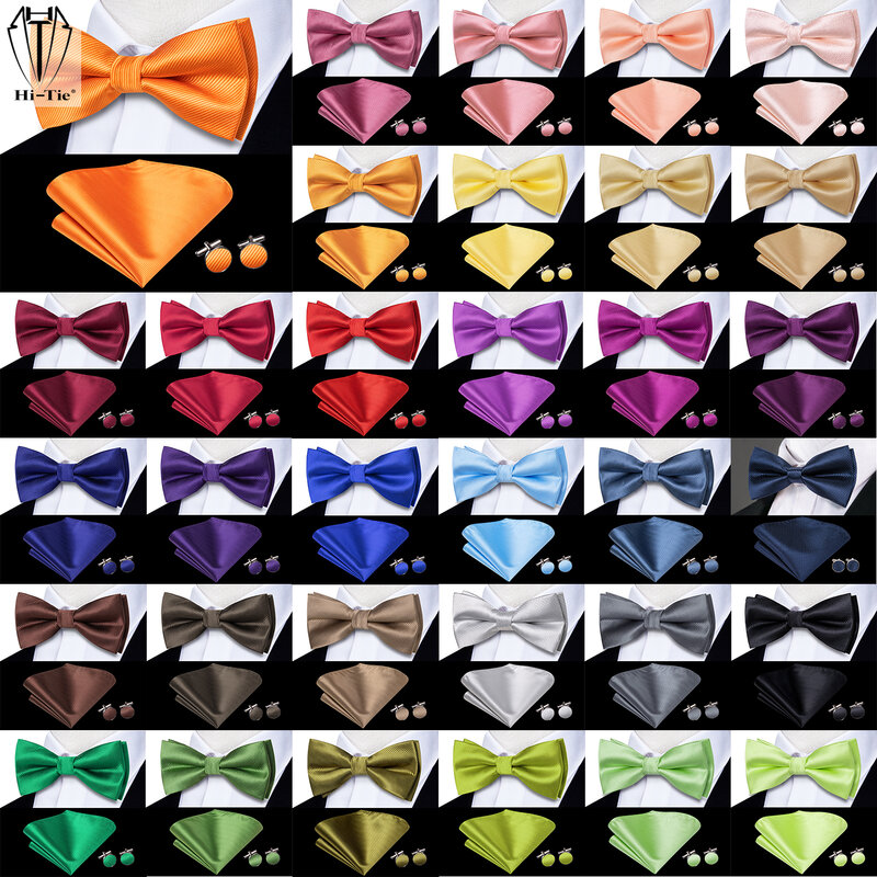 Дропшиппинг сплошной Шелковый мужской галстук-бабочка, носовой платок набор запонок с готовым узелком галстуки бабочки узел, галстук-бабочка оптовая продажа для мужчин в деловом стиле
