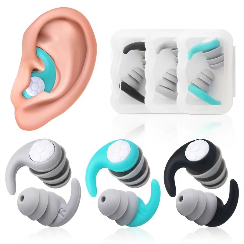 재사용 가능한 실리콘 소음 차단 수영 귀마개, 편안한 귀마개, 플로트 귀 보호 플러그, 3 개/로트