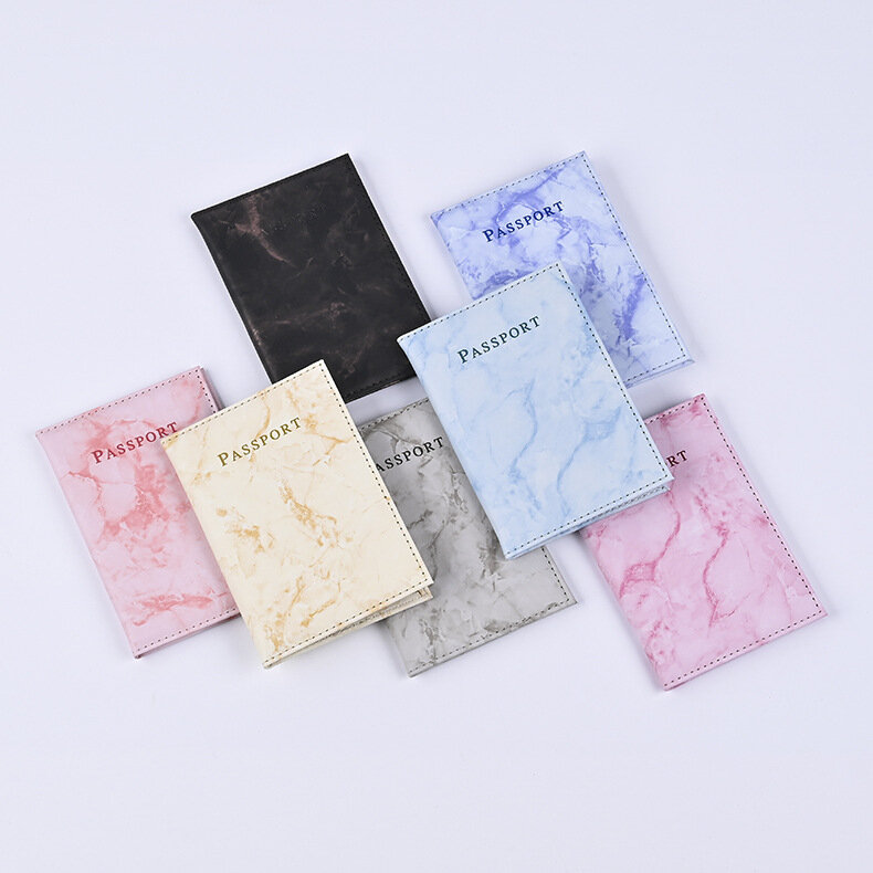 Macaron Color Marble Pattern Passport Covers Ultra-thin Document Holder Travel Passport Holder ID Card Covers Travel Accessories