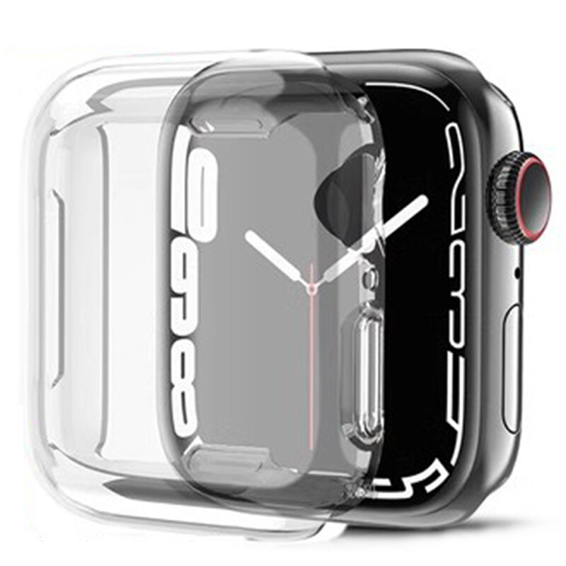 Penutup TPU untuk casing jam tangan apple Seri 9 8 7 6 5 4 3 SE 41mm 45mm pelindung layar 38-42-44-40mm untuk Aksesori tali jam tangan apple