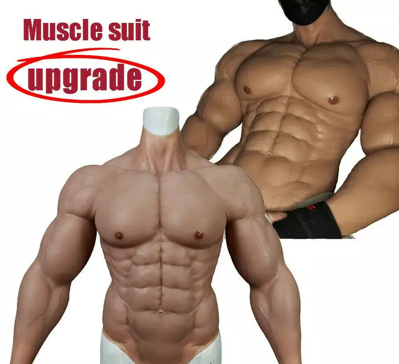 Atualizar silicone terno muscular falso peito para cosplay mais forte homem peitoral músculos