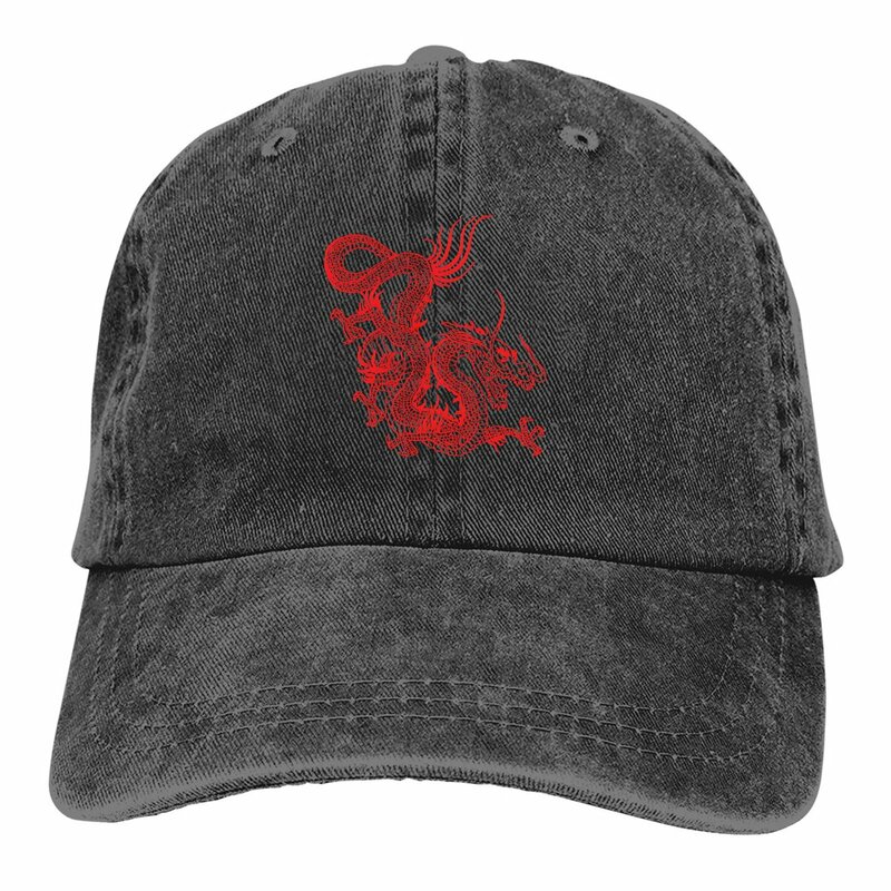 Pure Color Dad Hats Red Chinese Dragon Women's Hat Sun Visor Baseball Caps Dragon Design Peaked Cap