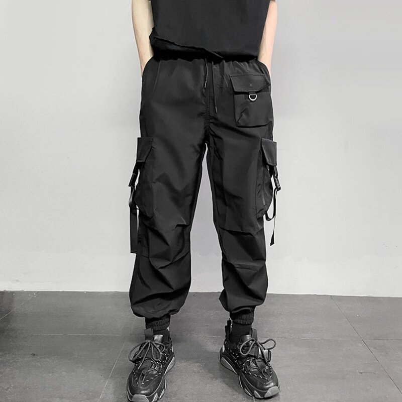 Новое поступление лета 2024, мужские тактические брюки-карго со множеством карманов, Y2K, высокоуличная техника в стиле панк, брюки с манжетами, брюки ты