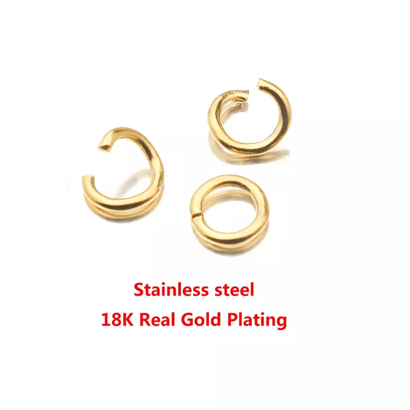 Anillos abiertos de acero inoxidable chapado en oro, conectores de anillos divididos directos de 4/5/6mm, 100 piezas, Pvd