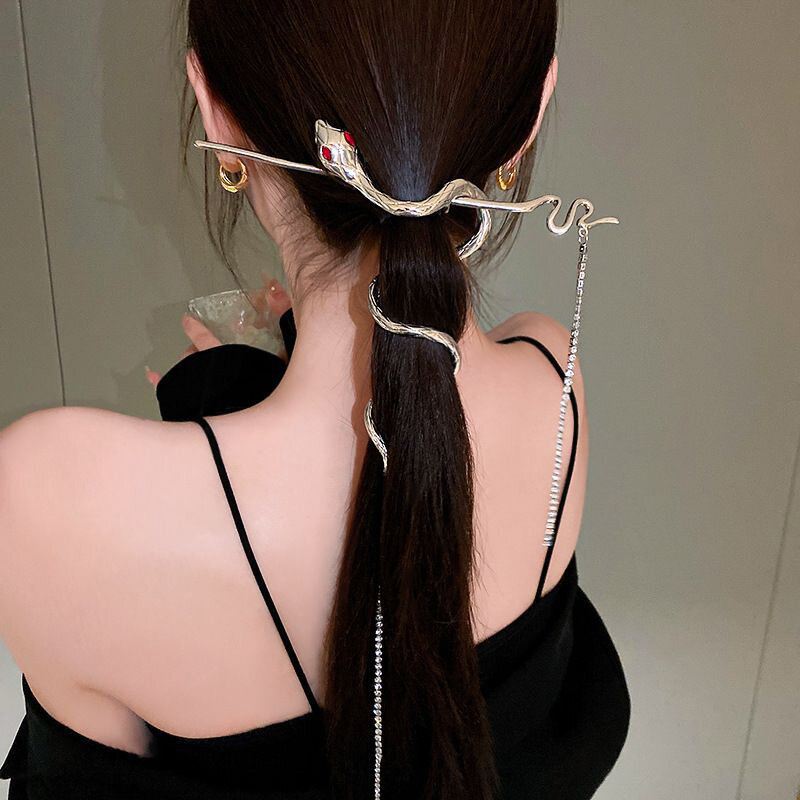 Serpentine Diamond Fringe Hairpin When Ins Small High-grade Sense Hairpin Hairpin Light Luxury Hair Accessories National Style