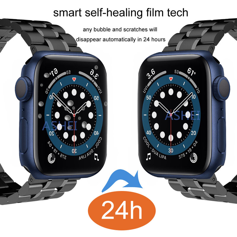 Pelindung layar untuk Apple Watch seri 9 8/7 SE 45mm 49mm jernih fleksibel Film HD bebas gelembung iWatch Ultra bukan pelindung kaca