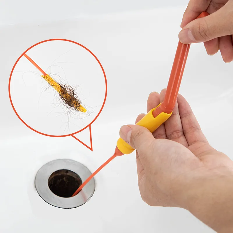 Щетка для дноуглубления труб с вращающейся ручкой, очиститель для слива, тонкая и гибкая щетка для удаления для очистки раковины волос