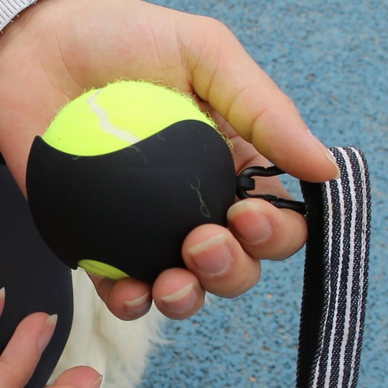 Carabiner 핸즈프리 애완 동물 공 커버 홀더가있는 표준 테니스 공 홀더 드롭 배송