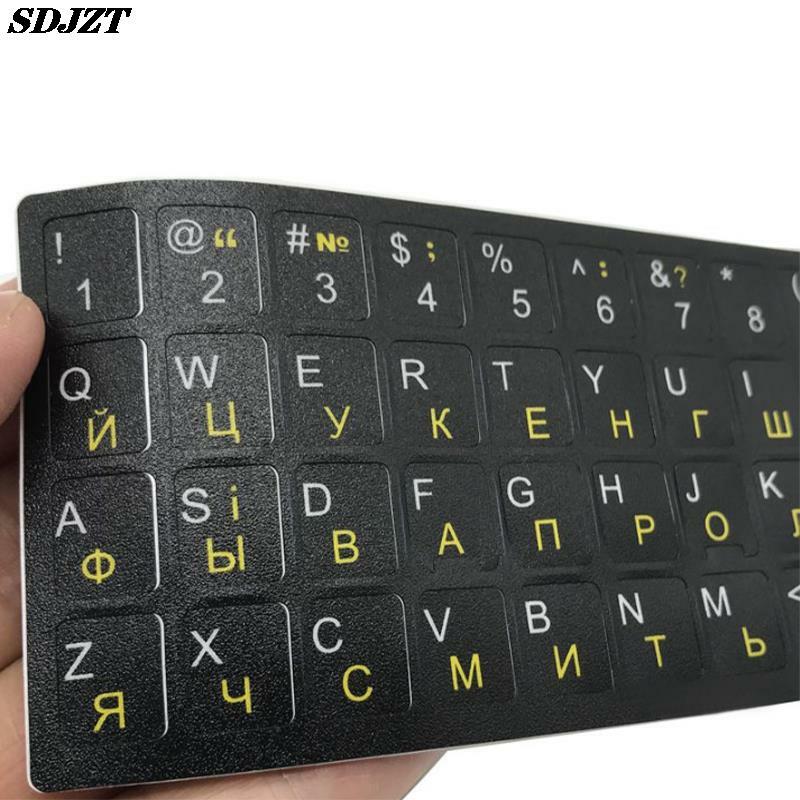 Stiker Keyboard Ukraina bahasa Ukraina tahan lama huruf hitam latar belakang huruf putih untuk Laptop PC Universal