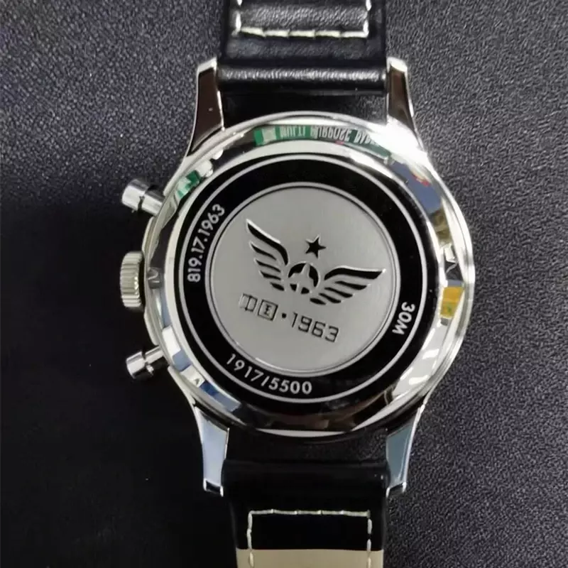 Relógio de quartzo piloto impermeável masculino, marca original superior, cronógrafo retro, AAA + relógios, 1963, 42mm